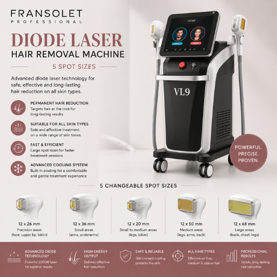 Professional Machines: Diode Laser Hair Removal Machine – 5 Spot Sizes